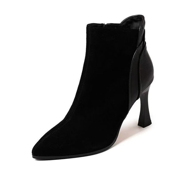 Damen Elegante Ankle Boots mit spitzem Fuß und hohem Absatz Drune