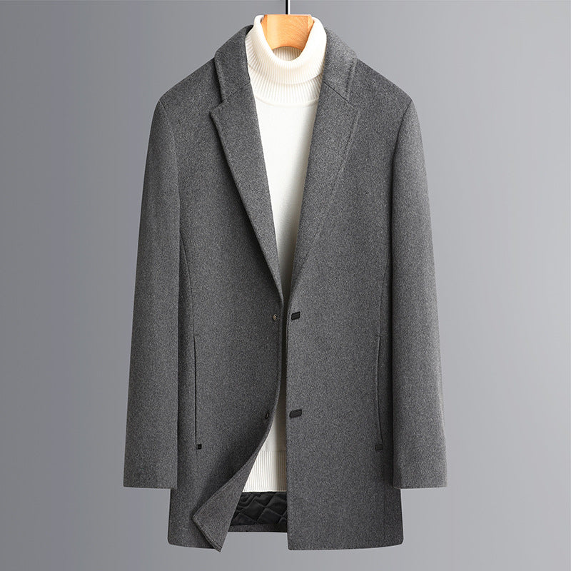 Herren Eleganter einreihiger Wollmix-Übermantel mit schmaler Silhouette Drune