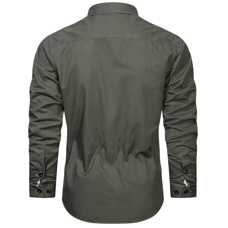 Herren  langärmliges Baumwoll-Twill Fieldhemd mit Klappbrusttaschen und taillierter Passform Drune