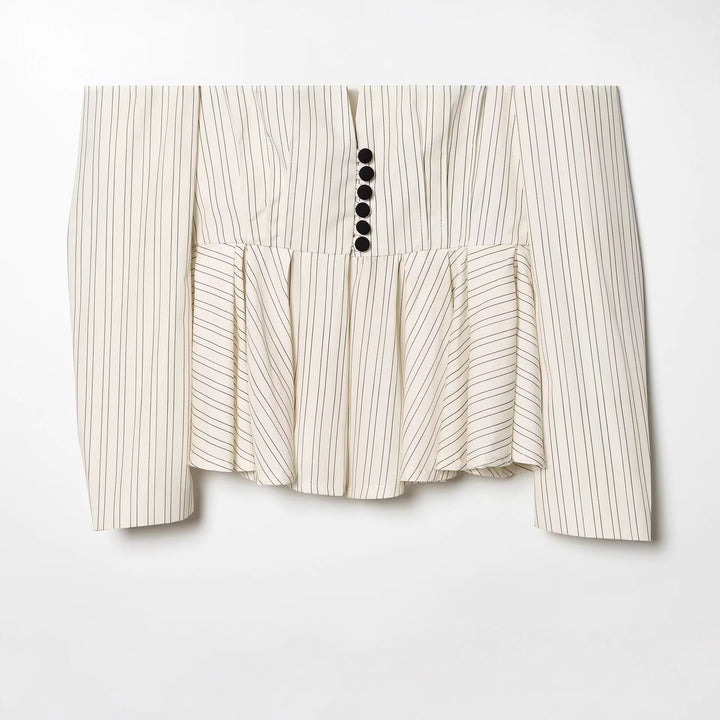 Damen Taillierter Nadelstreifen-Blazer mit Schalkragen und Schößchen Drune