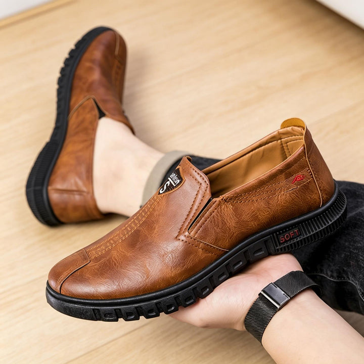 Herren Bequeme Slip-On Lederschuhe Drune