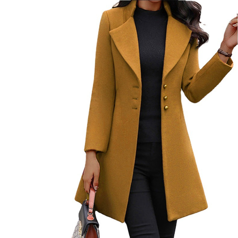 Damen eleganter und stilvoller Wollmantel Drune