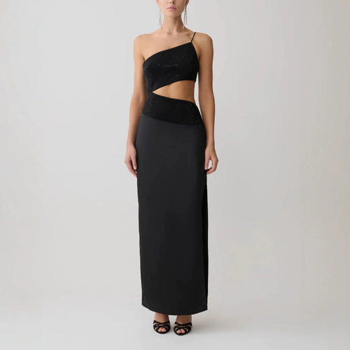 Damen Elegantes Maxikleid mit asymmetrischem Schnitt und raffiniertem Cut-Out Drune