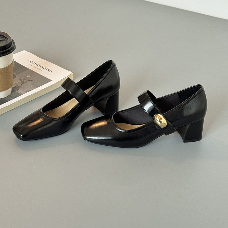 Damen Mary Jane Blockabsatzschuhe mit modischer Schnalle Drune