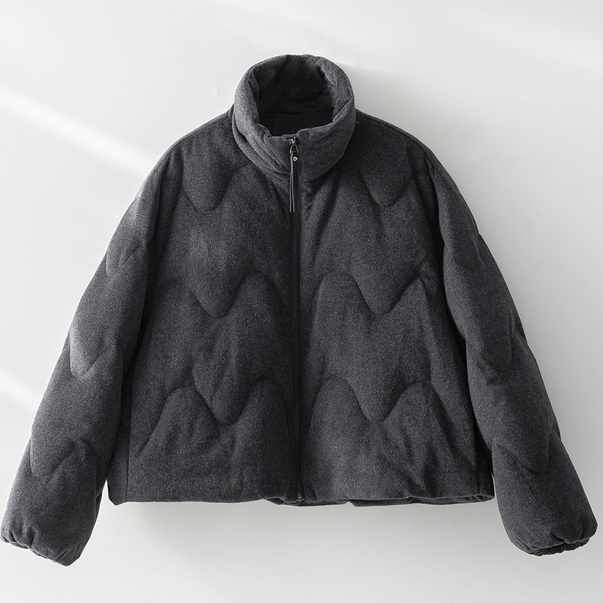 Damen Kurze gesteppte Jacke mit Wellensteppung, hohem Stehkragen und Boxy-Silhouette Drune
