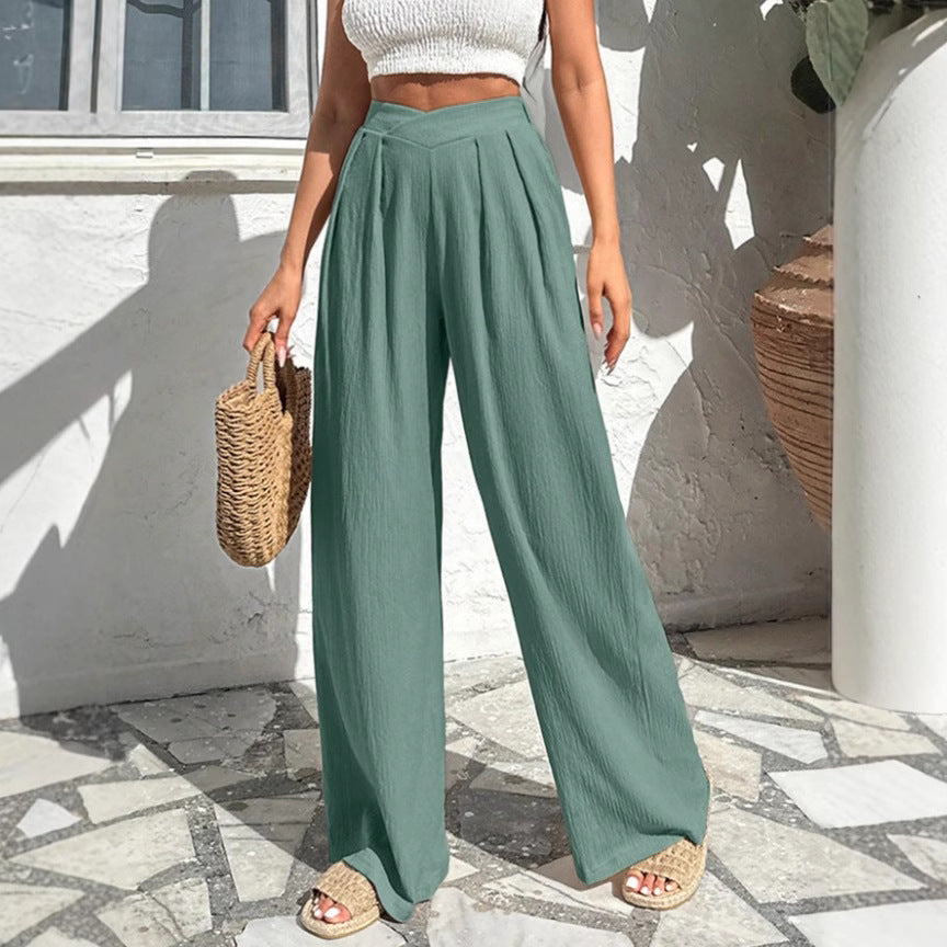 Damen weite Stoffhose mit eleganter Bundfaltenführung Drune