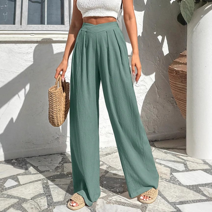 Damen weite Stoffhose mit eleganter Bundfaltenführung Drune