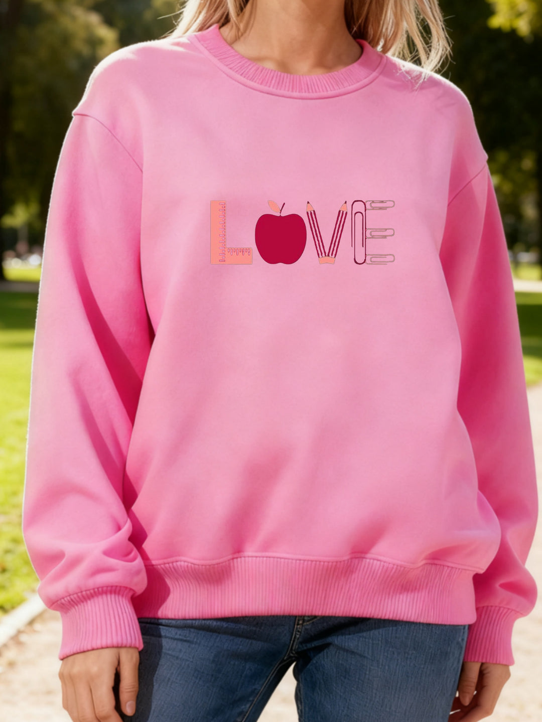 Damen Sweatshirt mit kreativem Love-Motiv Drune