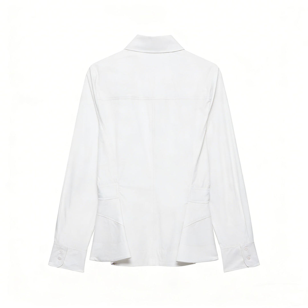 Damen Taillierte Hemdblusenjacke mit Schößchen und verdeckter Knopfleiste Drune