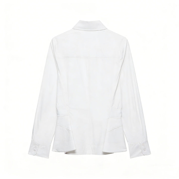 Damen Taillierte Hemdblusenjacke mit Schößchen und verdeckter Knopfleiste Drune