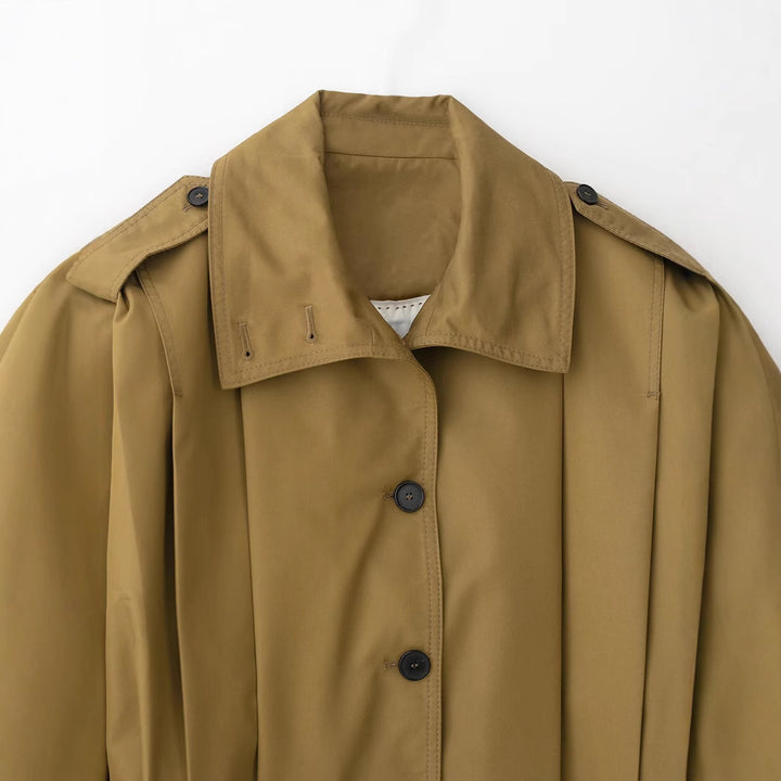 Damen Kurzgeschnittene Trenchjacke im Boxy-Schnitt mit breitem Revers und Epauletten Drune