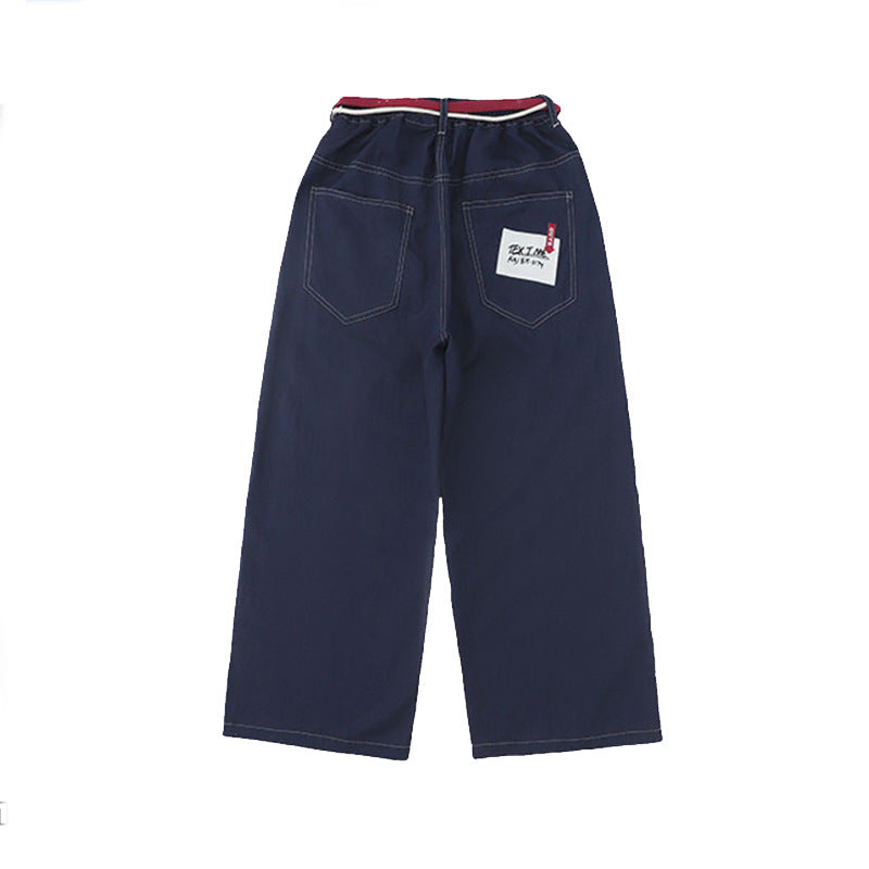 Unisex weite Denim-Hose mit elastischem Bund Drune