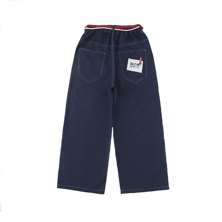 Unisex weite Denim-Hose mit elastischem Bund Drune