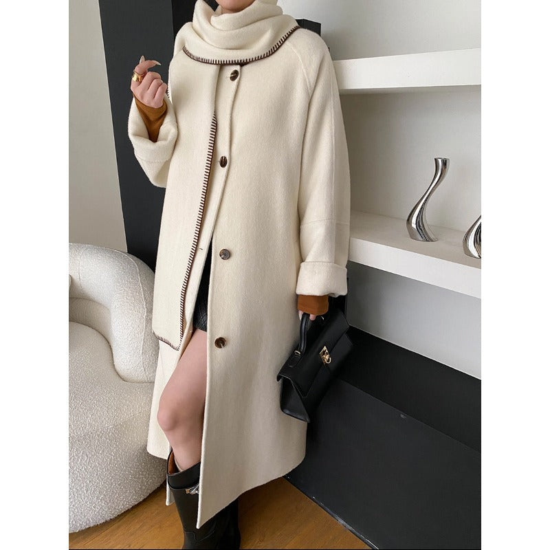 Damen eleganter Oversized-Mantel mit asymmetrischem Kragen und seitlichen Schlitzen Drune
