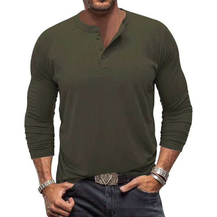 Herren Langarm T-Shirt mit Knopfleiste Drune