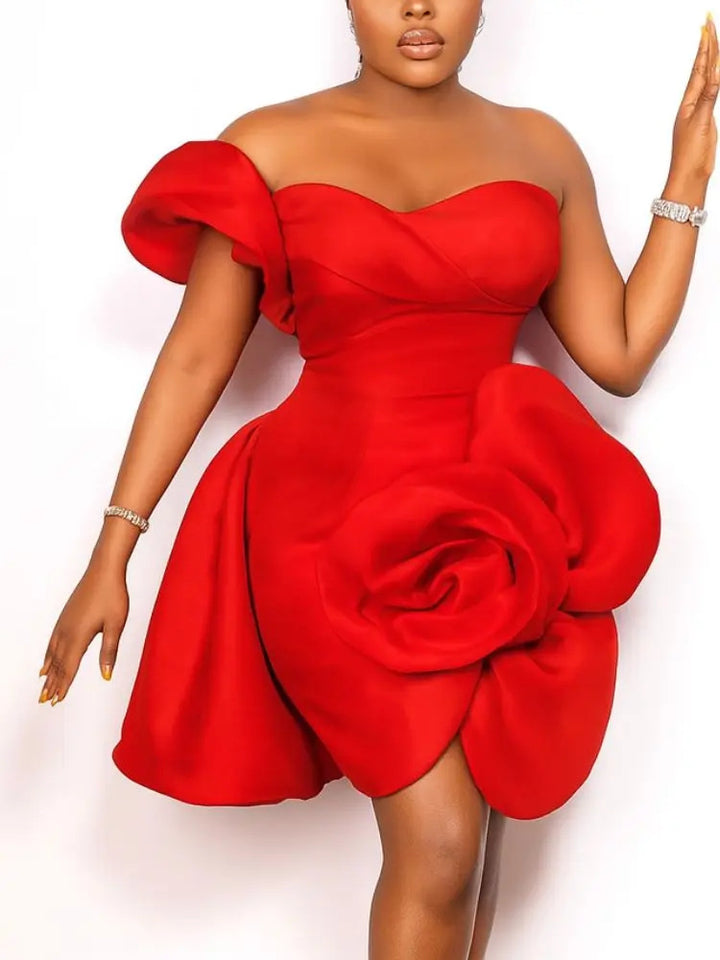 Damen Cocktailkleid mit floraler Drapierung Drune