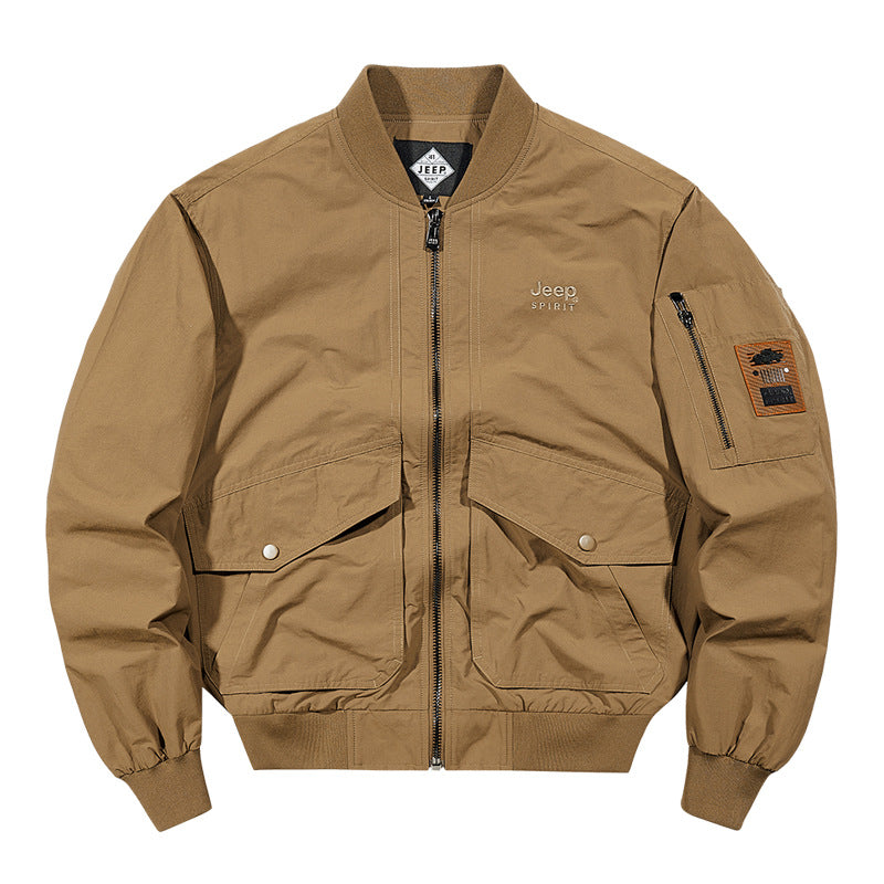 Herren o-Baumwoll-Twill-Arbeitsjacke mit schrägen Handtaschen und geripptem Saum Drune