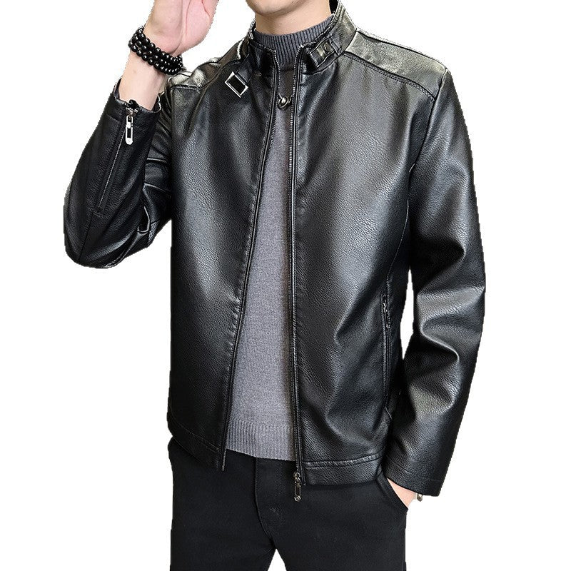 Herren Modische Kunstlederjacke im lässigen Design Drune