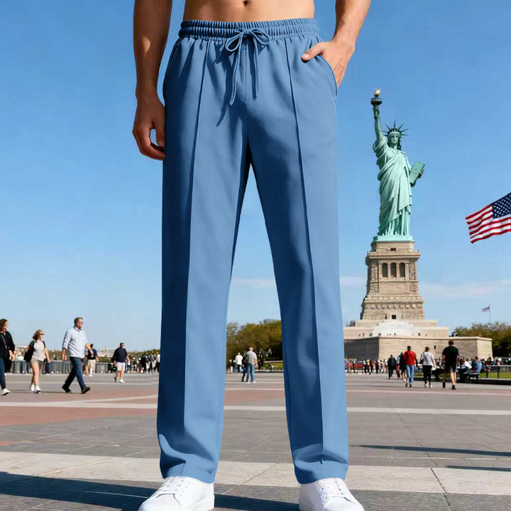 Herren nan lässig-elegante Bundfalten-Sweathose mit Bügelfalte, elastischem Tunnelzugbund und seitlichen Eingrifftaschen Drune