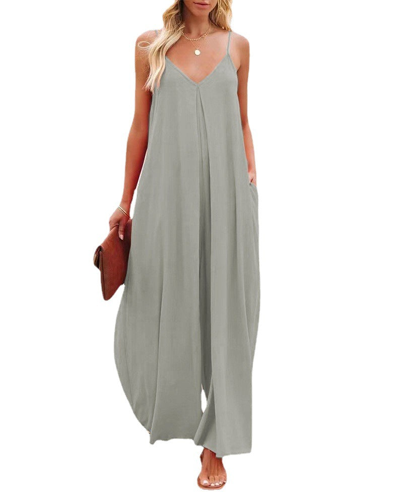 Damen Maxikleid mit schmalen Spagettiträgern und luftiger A-Linien-Silhouette Drune