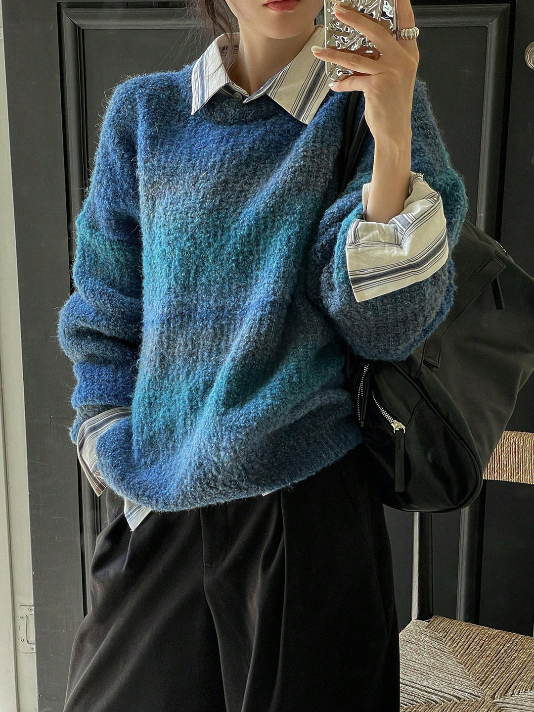 Damen lässiger Strickpullover mit einzigartiger Textur und weitem Schnitt Drune