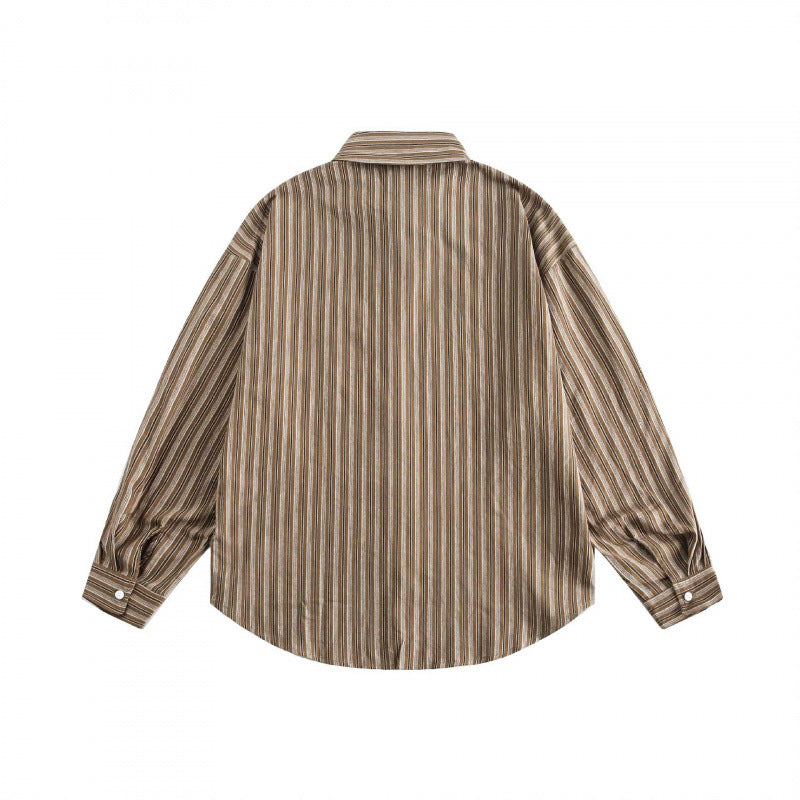 Unisex Oversize-Hemd im gestreiften Relaxed-Fit mit Brusttasche und abgerundetem Saum Drune