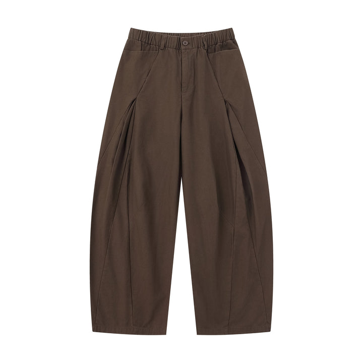 Damen Weite Culotte-Hose mit dekorativen Falten und elastischem Bund Drune