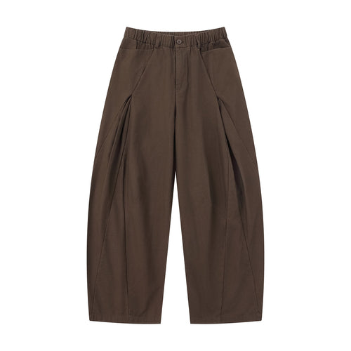 Damen Weite Culotte-Hose mit dekorativen Falten und elastischem Bund Drune