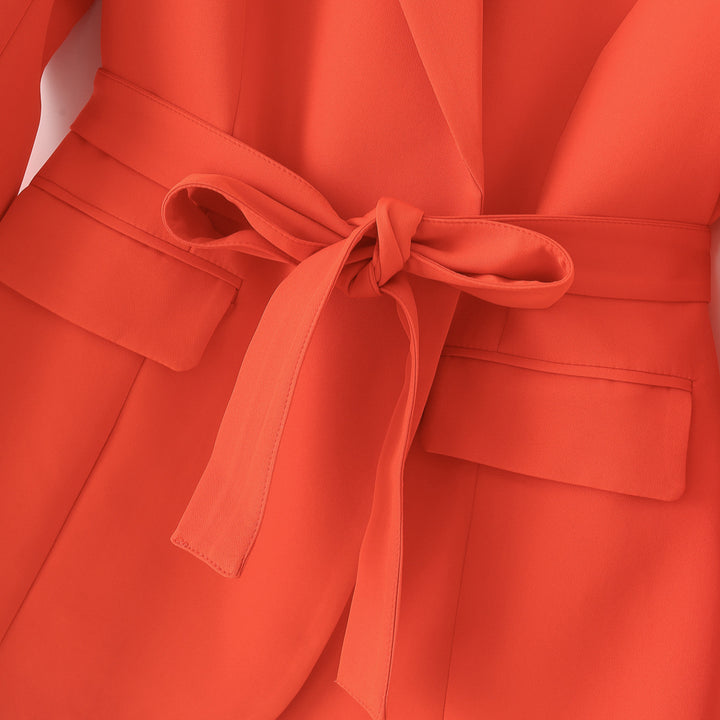 Damen taillierte Blazerjacke mit praktischen Taschen und Bindegürtel Drune