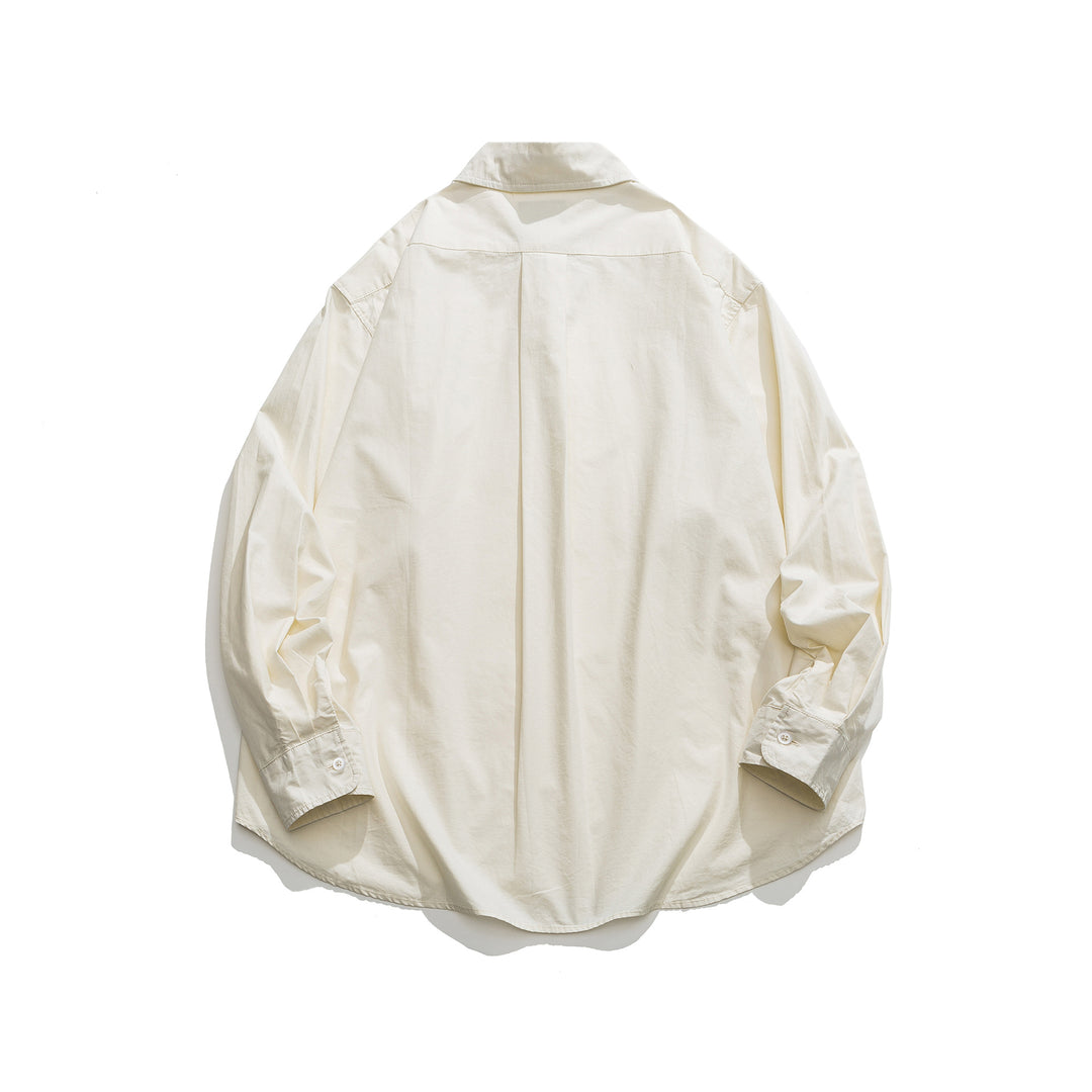 Unisex Oversized Hemdjacke mit seitlichen Zierknopfreihen und gerundetem Saum Drune