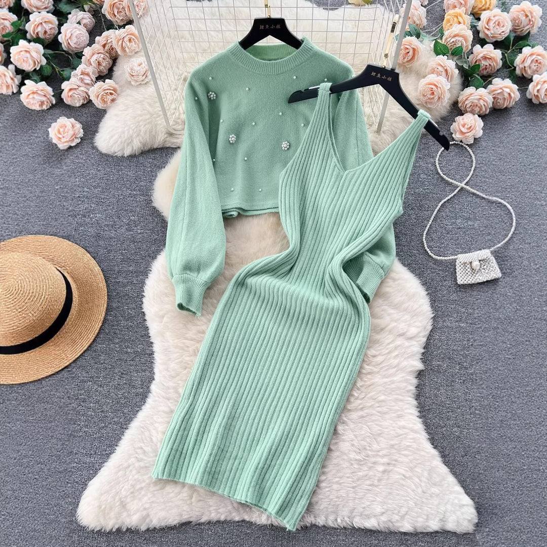 Damen Strickkleid mit elegantem V-Ausschnitt Drune
