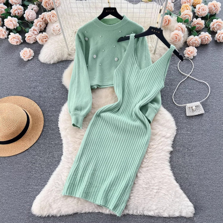 Damen Strickkleid mit elegantem V-Ausschnitt Drune