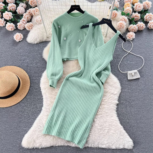 Damen Strickkleid mit elegantem V-Ausschnitt Drune