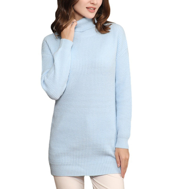 Damen Langer Rippstrick-Rollkragenpullover im Oversize-Schnitt Drune