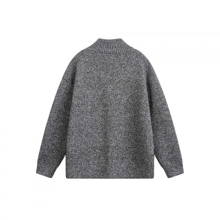 Unisex Grobgestrickte Oversize-Strickjacke mit Stehkragen und durchgehender Knopfleiste Drune