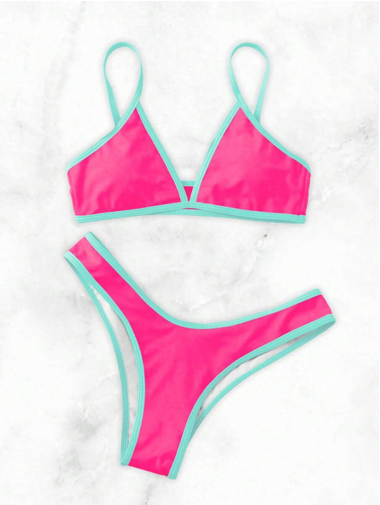 Damen Triangle Bikini Set mit Kontrastbesatz Drune