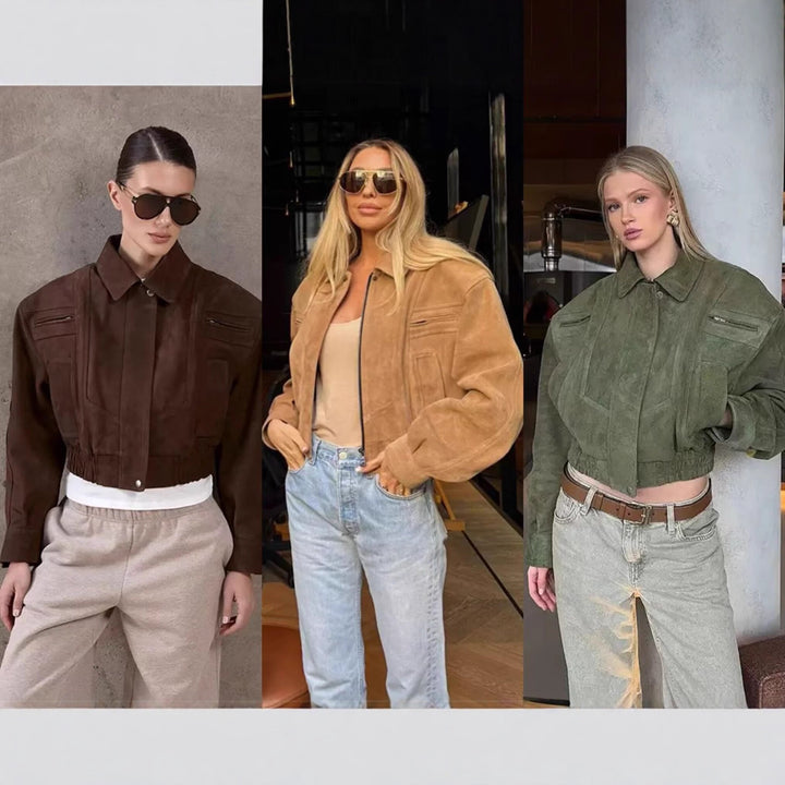 Damen modische Übergangsjacke mit seitlichen Taschen und hohem Kragen Drune