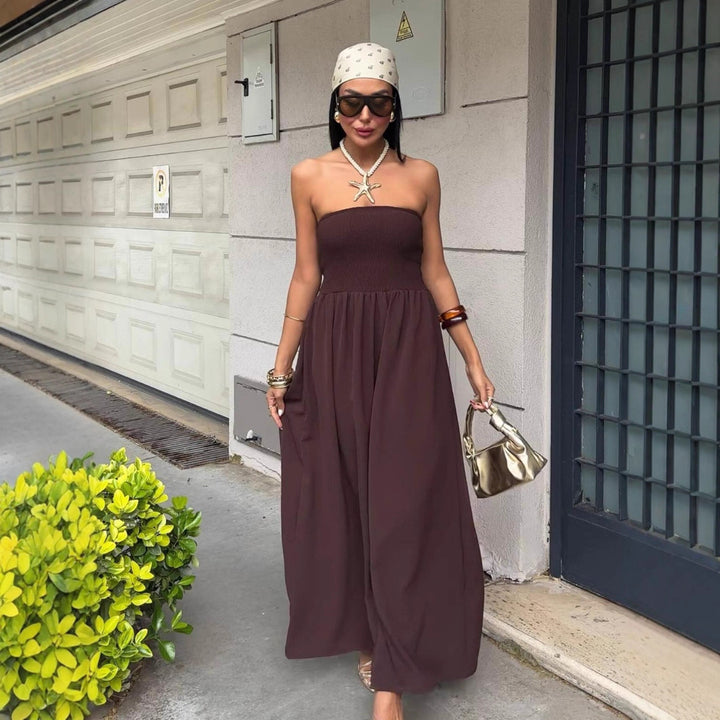 Damen Strickmaxikleid mit elastischem Oberteil Drune