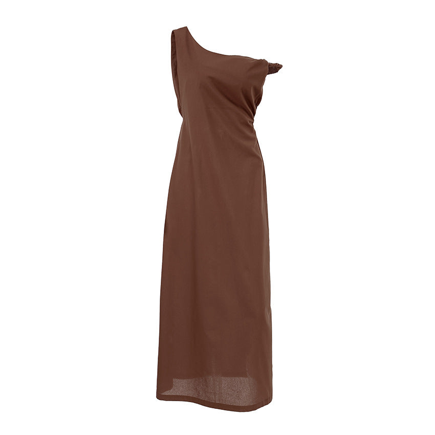 Damen Maxikleid mit asymmetrischem Schnitt und elegantem One-Shoulder-Design Drune