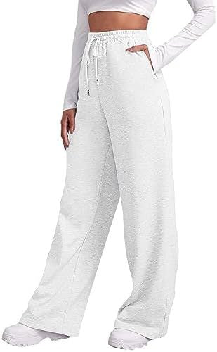 Damen nan weite High‑Waist Palazzo-Loungehose mit elastischem Komfortbund, Kordelzug und seitlichen Eingrifftaschen Drune