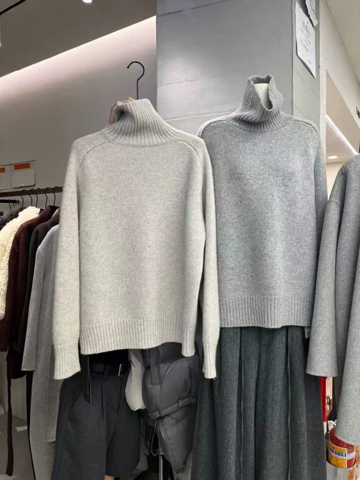 Damen Rollkragenpullover aus feinem Wollmix mit geradem Schnitt und breitem Rippkragen Drune