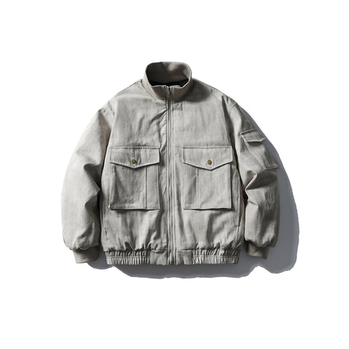 Herren Boxy Utility-Blousonjacke mit Stehkragen, Cargo-Ärmel und aufgesetzten Pattentaschen Drune