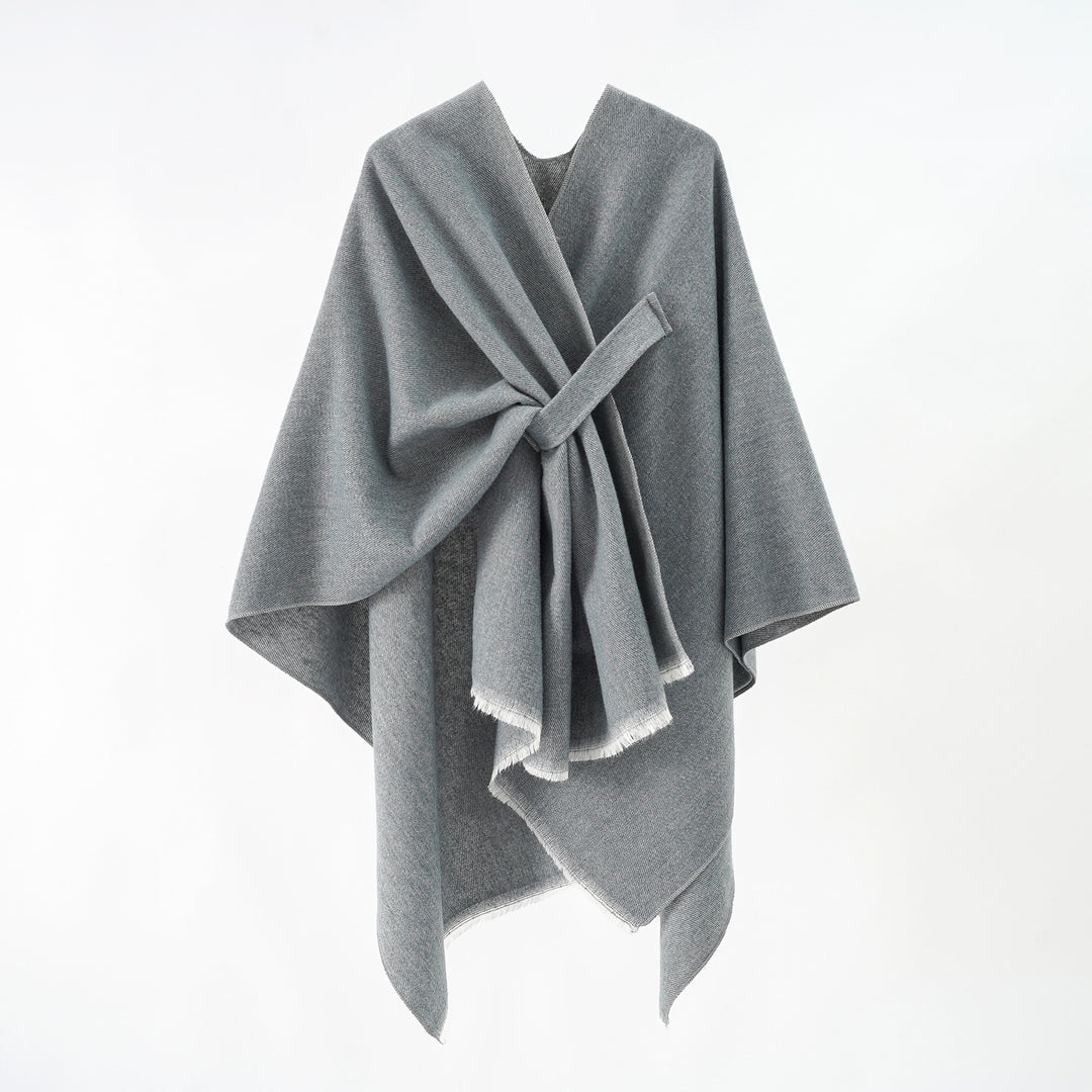 Damen Luxuriöser Oversize Poncho aus hochwertigem Mischgewebe Drune