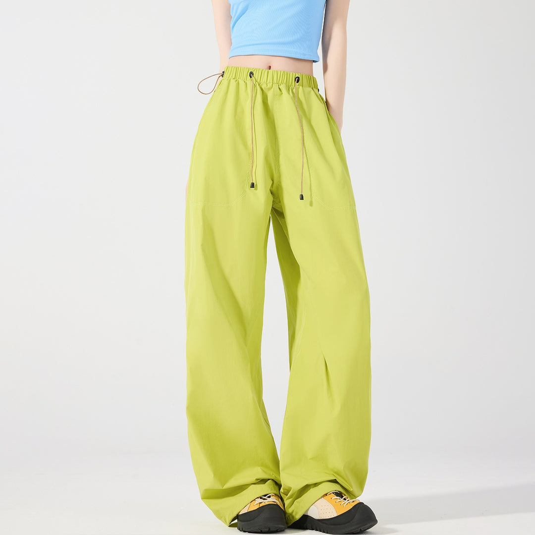 Damen Weite Nylon-Baggyhose mit elastischem Tunnelzugbund & Utility‑Taschen Drune