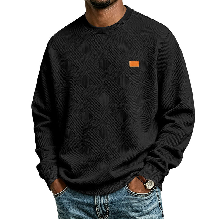 Herren strukturiertes Rundhals-Sweatshirt aus Feinstrick mit gewebter Struktur Drune