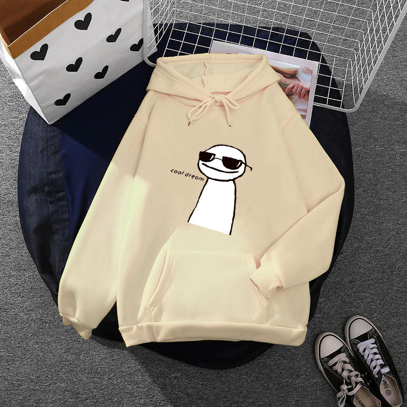 Damen nan Kapuzenpullover mit minimalistischer Grafik, lockerer Oversize-Passform und Kängurutasche Drune