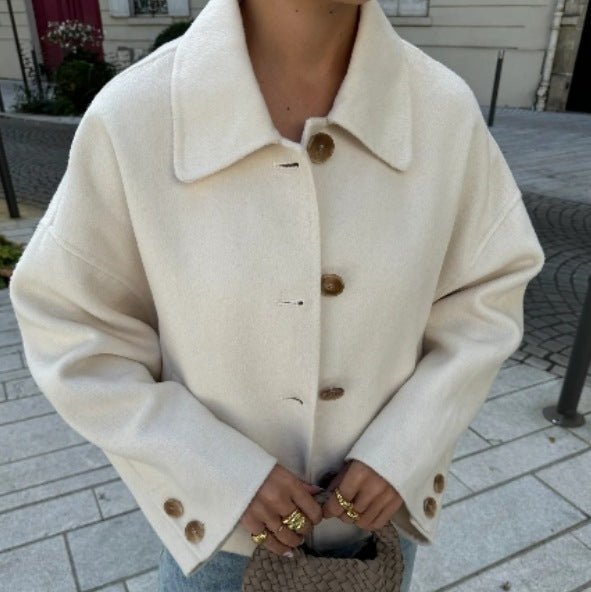Damen Modischer Oversized Wollmantel Drune