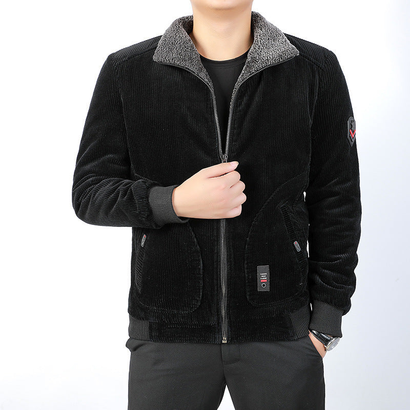 Herren Lässige Cordjacke mit Fleece-Futter Drune