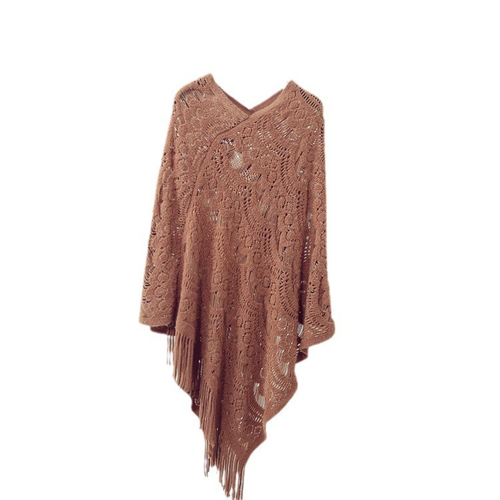 Damen Strickponcho mit elegantem Fransen-Design Drune