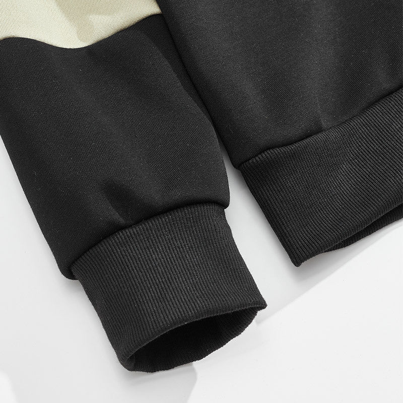 Herren Relaxed Polo-Sweatshirt mit Druckknopf-Blende und Kontrastarmdetails Drune